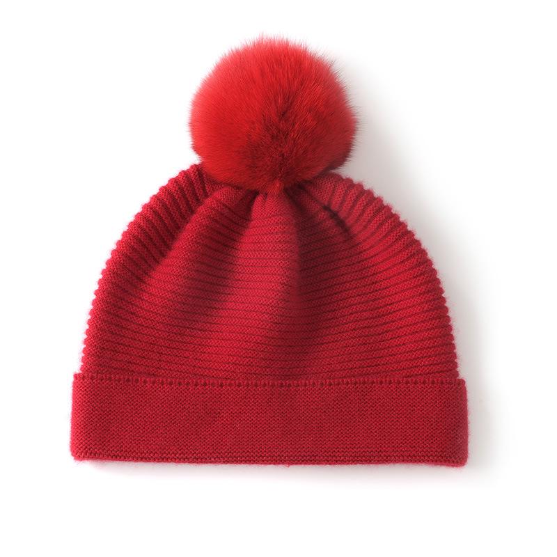Luxurious Cashmere Knitted Beanie with Pom-pom and Ear Protection for Men and Women - Thickened, Solid Color, Perfect for Autumn and Winter