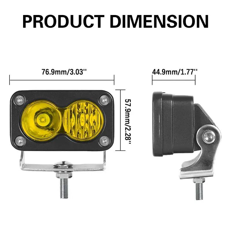 2pcs Car Spotlight 3inch LED Pods 20W White Amber Spot Flood Beam Work Lamp for 4x4 Off Road Motorcycle Auxiliary Headlights