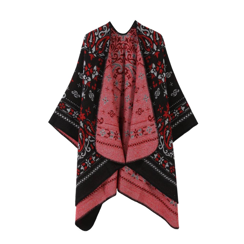 Women's Ethnic Shawl: Northwest Travel Cape, Thick Warm Scarf Cloak