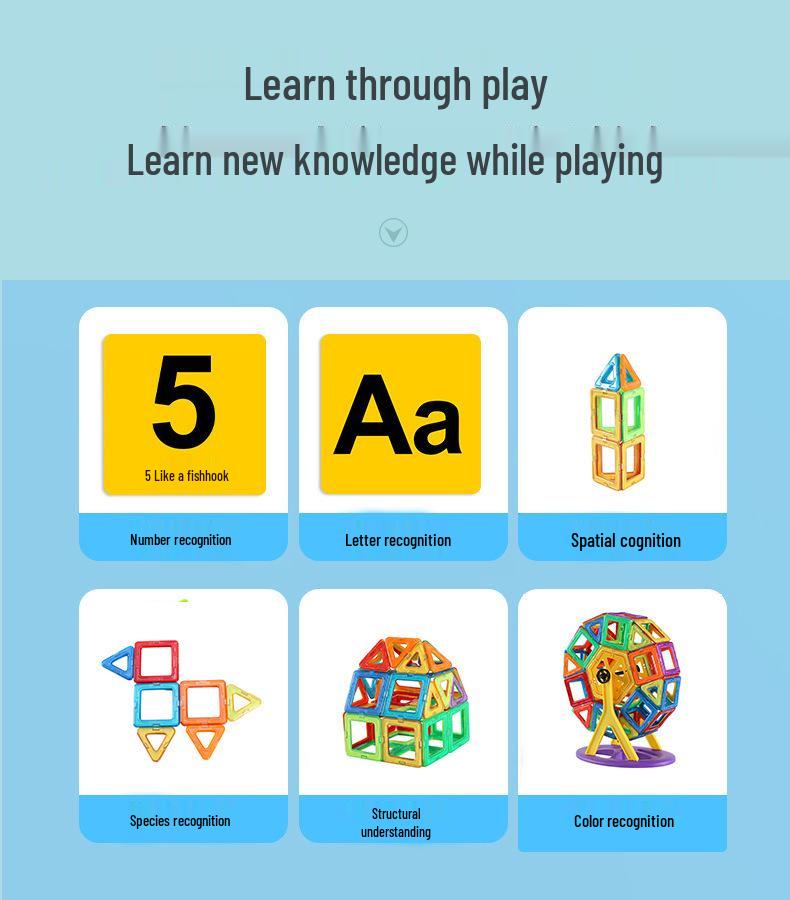 Xinming Large Magnetic Building Blocks - Colorful Educational Tiles & Sticks