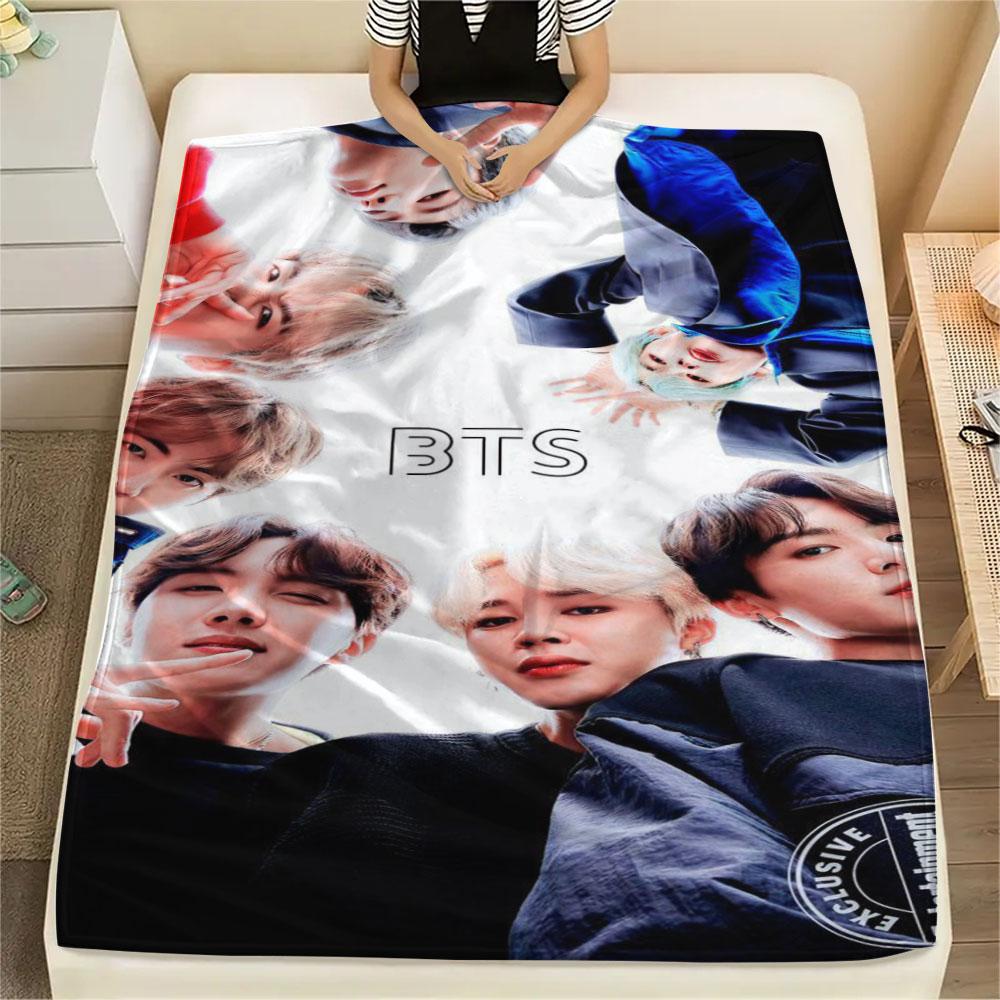 K-POP BTS printing Flannel Blanket Bedroom Sofa Camping Warm blanket Gifts for family and friends-MJ009