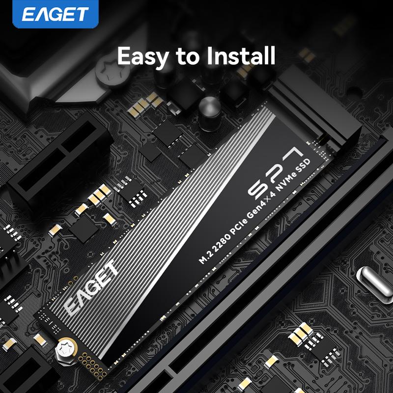 EAGET PCle Gen4x4 NVMe M.2280 SSD Bis zu 7400MB/s Hochgeschwindigkeits-internes Solid-State-Laufwerk für PC, Laptop & Gaming, ultraschnelle Datenübertragung