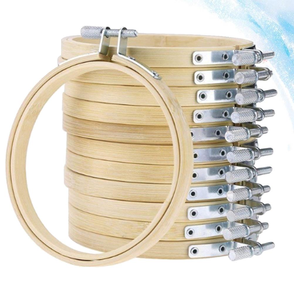 12Pcs Bamboo Embroidery Hoop 10Cm Circle Frame DIY Cross Stitch Craft Tool for Decoration Needlework Embroidery Hoop
