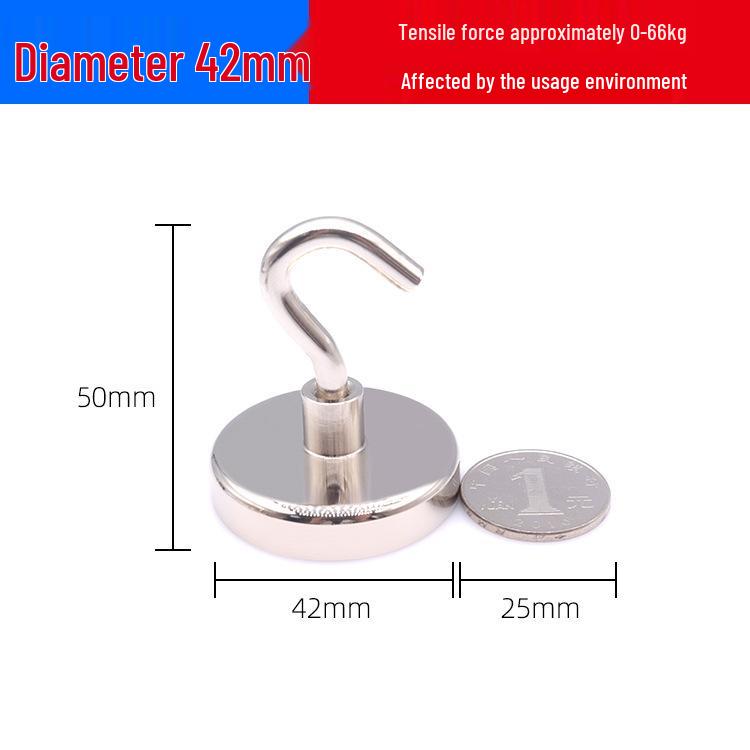 Strong Neodymium Magnet Hook, Hole-Free, Industrial-Grade for Refrigerator