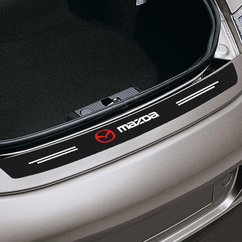 1pcs Carbon Fiber Car Trunk Rear Bumper Sticker Guard Plate Protector For Mazda 6 3 CX5 5 2 323 CX7 Demio Atenza Axela MX30 CX30 CX3 CX9 RX8 RX7
