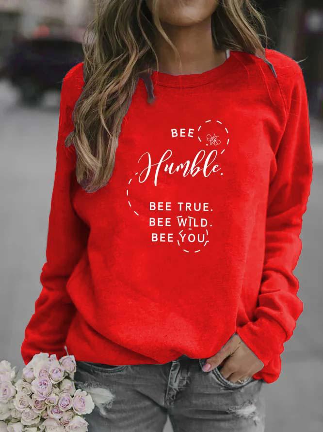 Women's Printed Letter Pattern Round Neck Hoodie