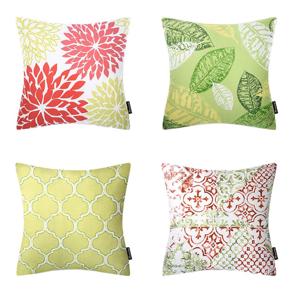 

4 шт. 45 см наволочка с цветочным узором и листьями, наволочка с геометрическим узором, декоративная бархатная наволочка для дивана, кровати, автомобиля, кафе, декор 135x180cm зелёный