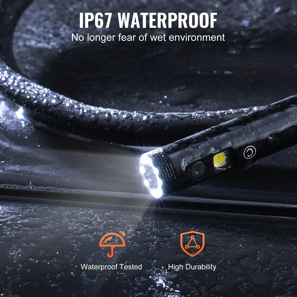 Endoscope Camera with Lights Triple Lens Borescope 49.2FT Cable 5" Screen