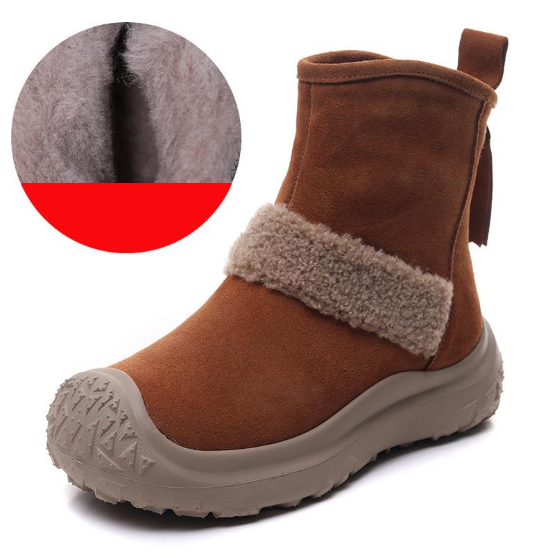 

Johnature Толстая подошва Плюшевый Теплый Нубук Зимние Сапоги Повседневный Круглый Носок Молния Сзади Женские Короткие Сапоги 40