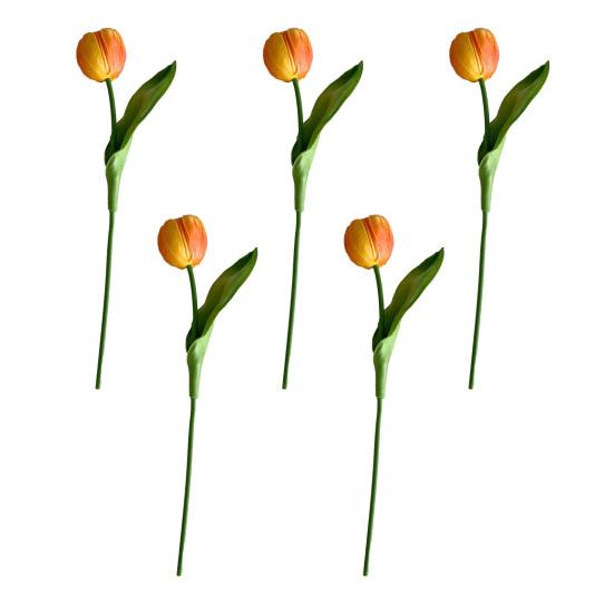 Artificial Tulip Flower 13" Long Stem Fake Tulip Realistic Real Touch PU Faux Flower for Spring Easter Home Kitchen Wedding Decoration