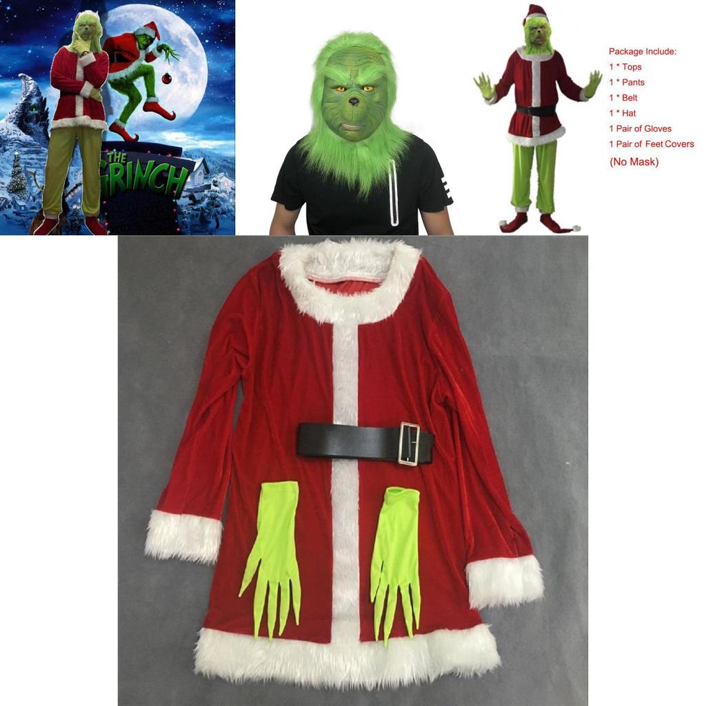 Grinch Cosplay Kostüm Set Aus Hochwertigem Polyester Material