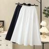 Women's High-Waisted White A-Line Skirt – Petite Mid-Length for Spring, Summer, and Autumn