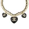 CHANEL Double C Fashion Love Double C Metal and Lambskin Necklace Women's Black