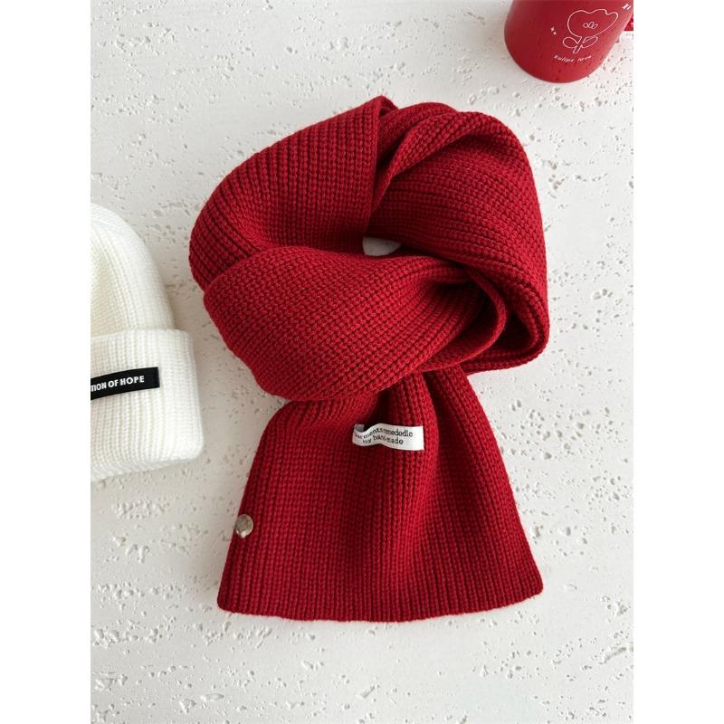 Sheep wool couple solid color knitted wool scarf women's autumn and winter value for money, thickened warm scarf