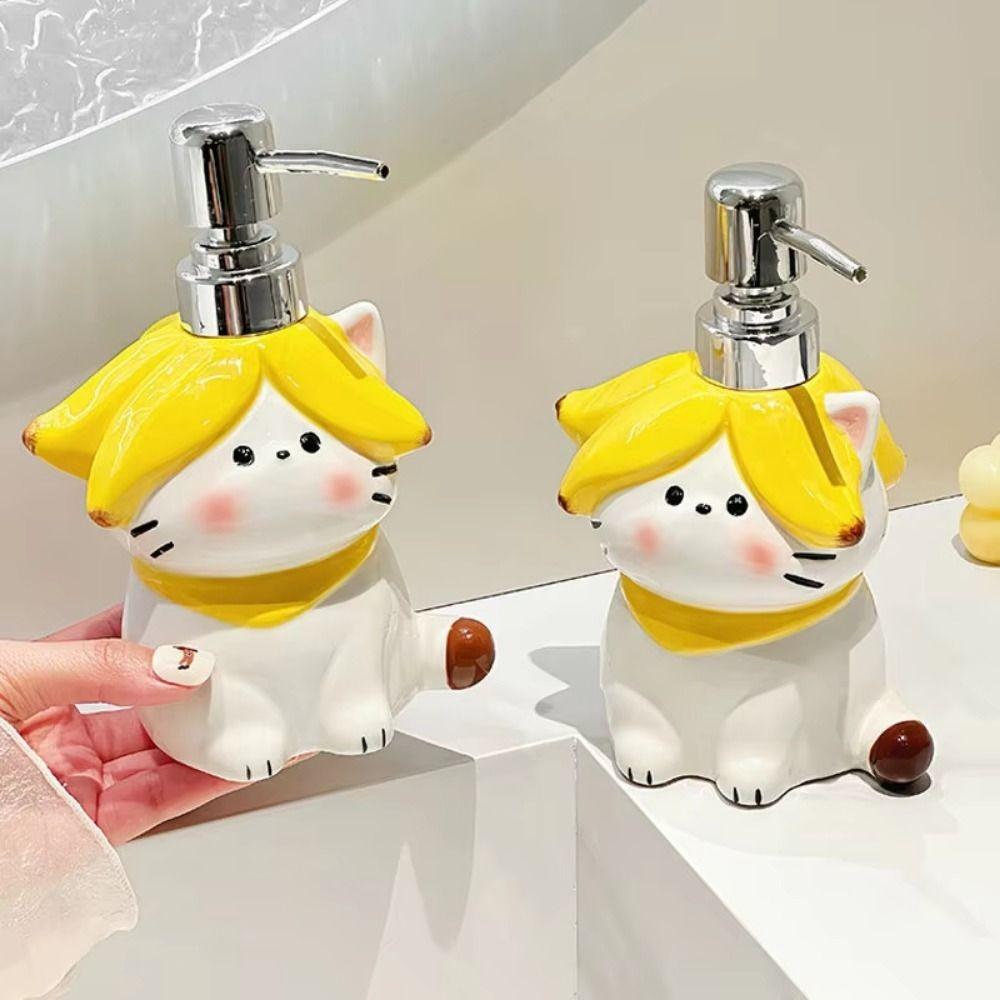 Cartoon Banana Cat Lotion Bottle Banana Cat Shape Cute Hand Soap Dispenser Liquid Soap