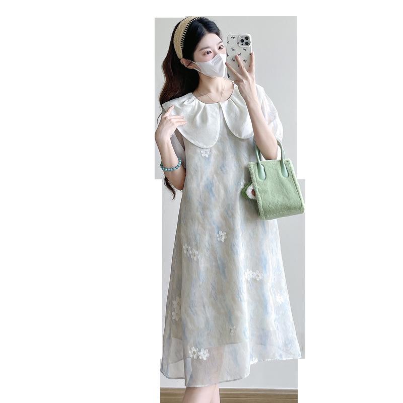 New Summer Maternity Dress: Embroidered, Loose, Slimming, Age-Reducing Design