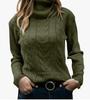 Retro Women's Fall/Winter Solid Color Turtleneck Cable Knit Pullover Sweater Thick Warm Relaxed Slimming Long Sleeve Top