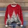 Long Sleeve Pullover Sweaters For Women O Neck Casual Cute Printing Knit Oversized Sweater