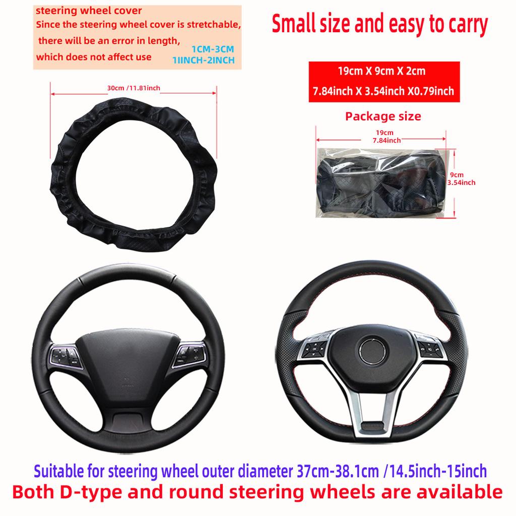 Artificial Leather Three-dimensional Embossed-car Without Inner Ring Steering Wheel Cover Auto Parts for 14.5-15 Inches