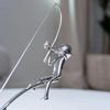The Fisherman Balancing Sculpture Polished Stainless Steel Fisherman Balancing Handicraft Ornament Desktop Craft Decoration