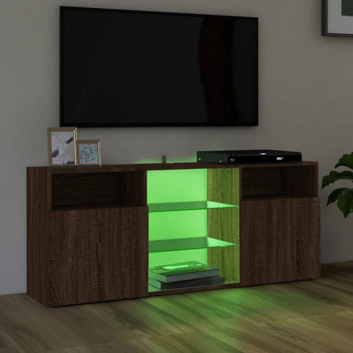 VidaXL Meuble TV avec lumières LED Chêne marron 120x30x50 cm, meuble TV, meuble HiFi, centre de divertissement, meuble 815716