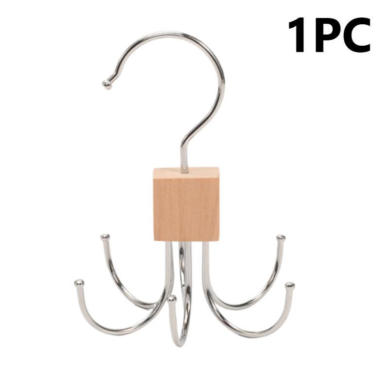 

Вращающаяся на 360° вешалка для хранения, крючок с несколькими лапками, металлическая стойка для ремней, деревянный органайзер для бюстгальтеров, галстуков, шарфов, домашнего шкафа Wood color-1Pc