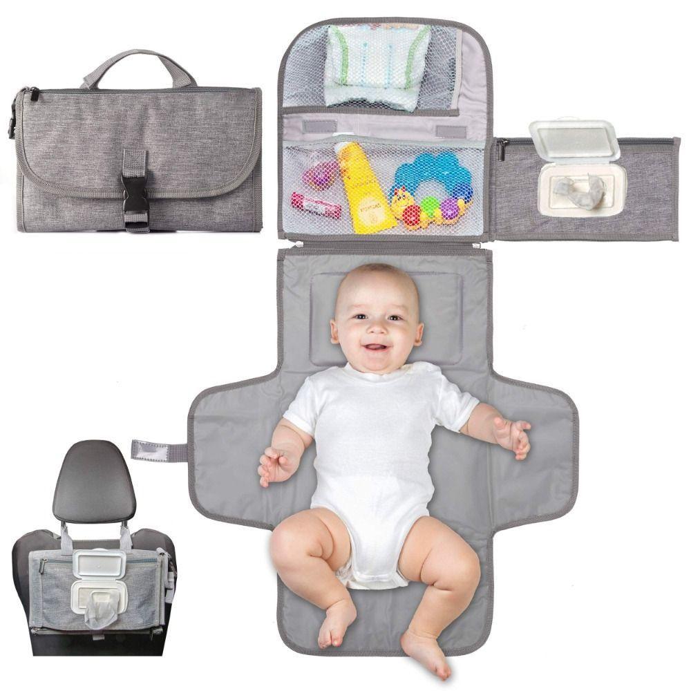 Reversible Wipes Pocket Portable Diaper Changing Pad Baby Diaper Changing Mat  For Newborn Baby
