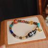 Handcrafted Bead Red Agate Beaded Bracelet With Turquoise Accent,Clear Quartz
