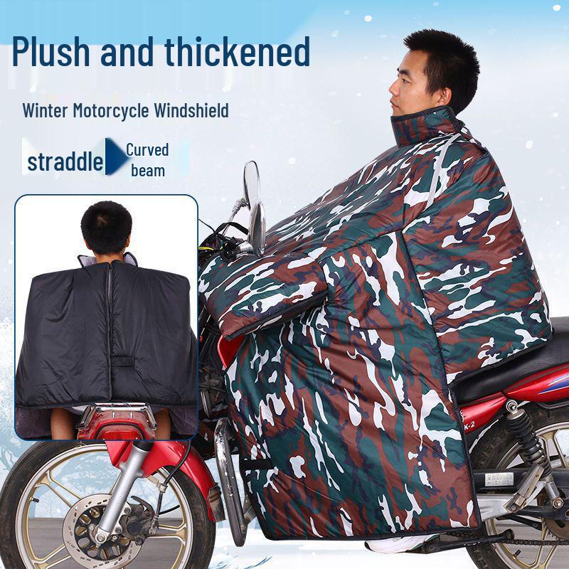 Motorcycle Windshield Plush Knee Pads & Windproof Quilt (Crotch Beam, Thickened, Waterproof, Warm)