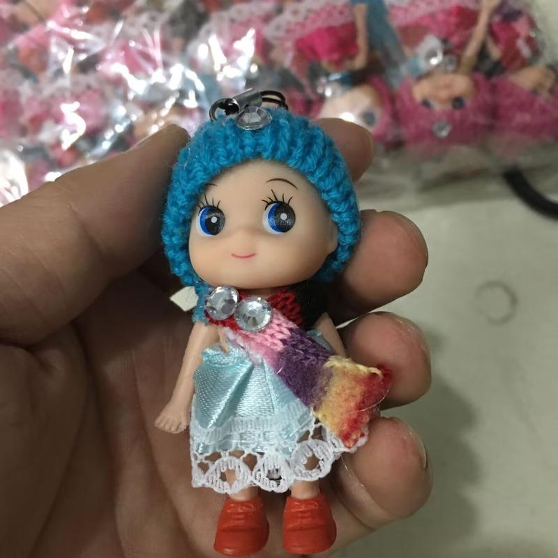 1PC Hot 8cm Kids Toys Soft Interactive Baby Dolls Key Chain Mini Doll  Keychain for Boys and Girls