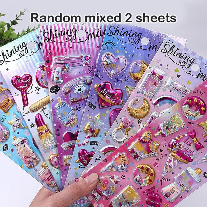 

3D блестящие сияющие наклейки самоклеящиеся блестящие поделки трясущиеся наклейки для декоративного скрапбукинга для девочек подарок игрушка своими руками as the picture