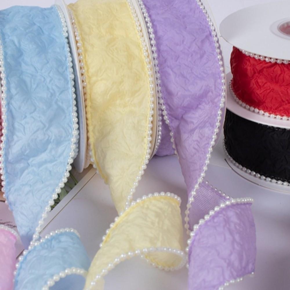 Pearl Pleated Gradient Ribbon 4cm Width 5 Yards Length Bubble Ribbon Edge Trim Embroidery Lace Snow Ribbon Cake Packaging