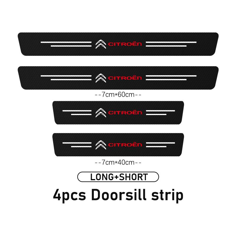 For Citroen Carbon Fiber Car Door Threshold Protector Sticker Accessories C4 C3 C5 C1 C2 C6 C4L DS3 DS4 Berlingo Picasso Jumper akj256