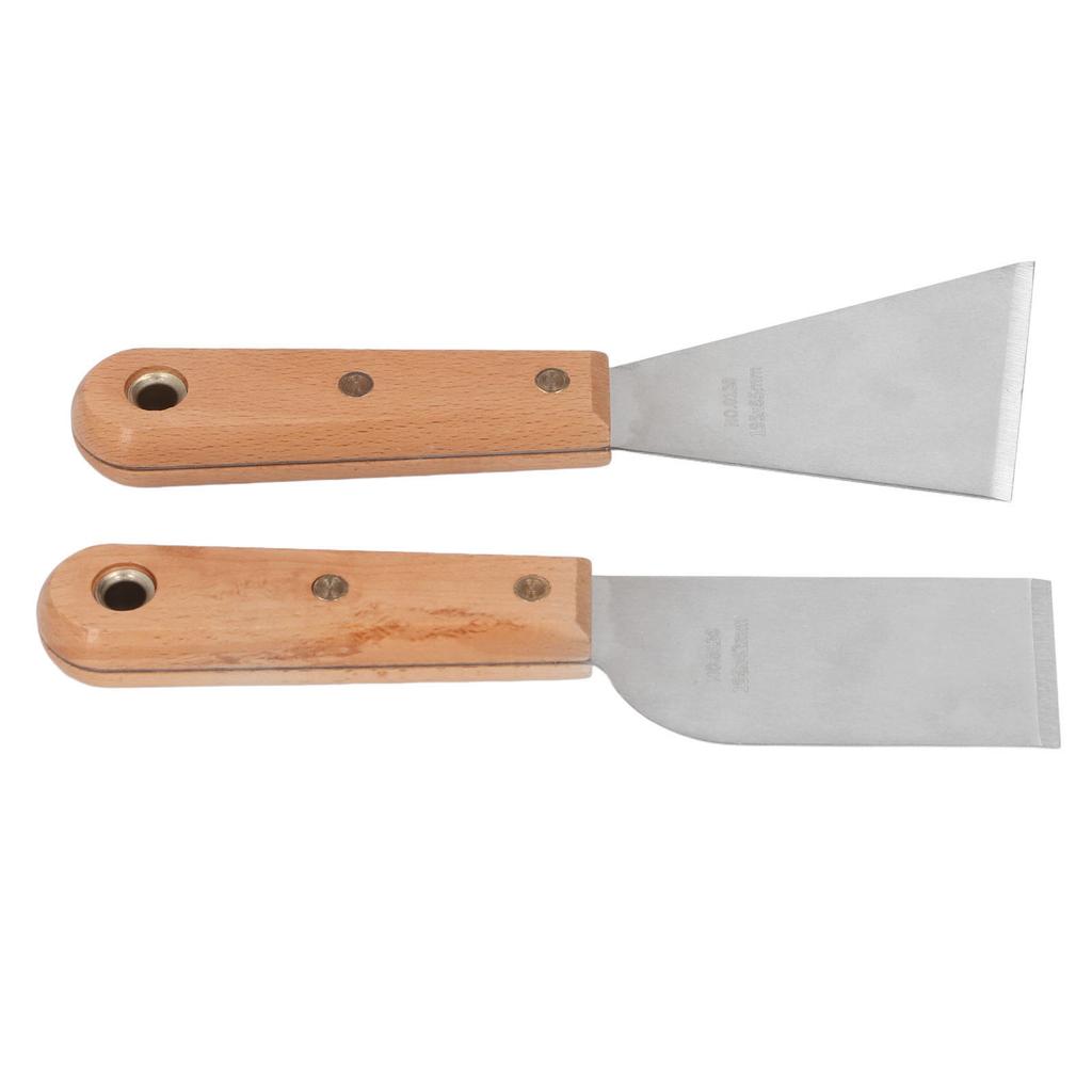2Pcs Putty Scraper Stainless Steel Paint Scraper Set with Wood Handle Engraving Spackle Drywall
