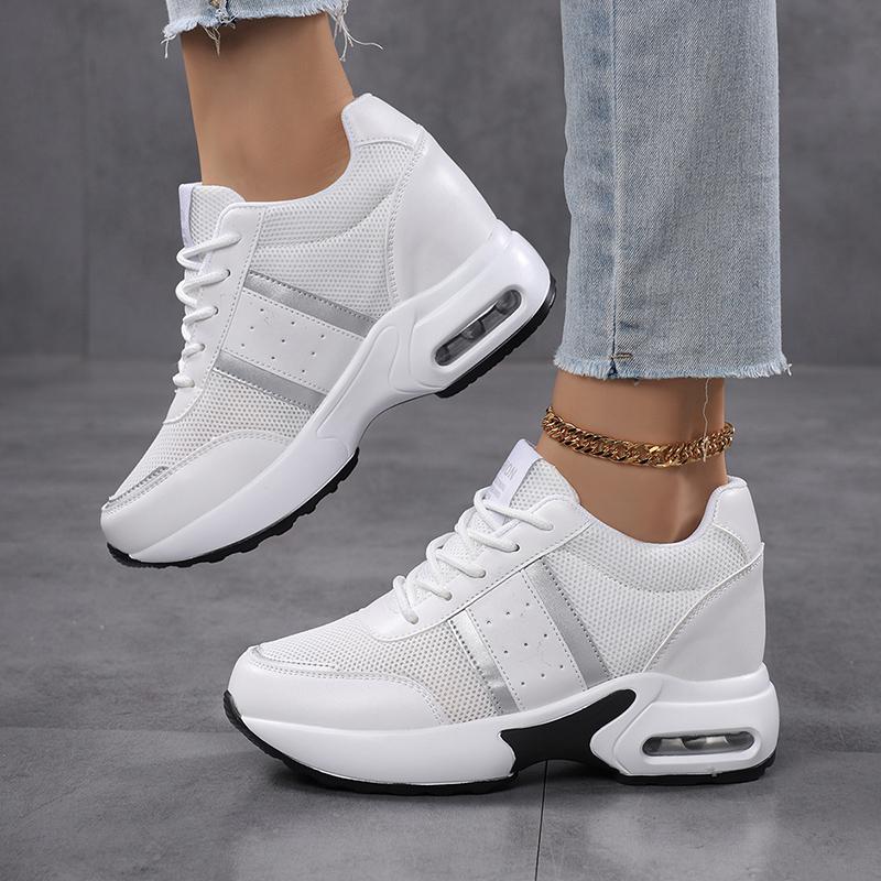 Air-cushion Platform Shoes Women's Elastic Casual Walking Shoes Invisible Height-increasing Traveling Shoes