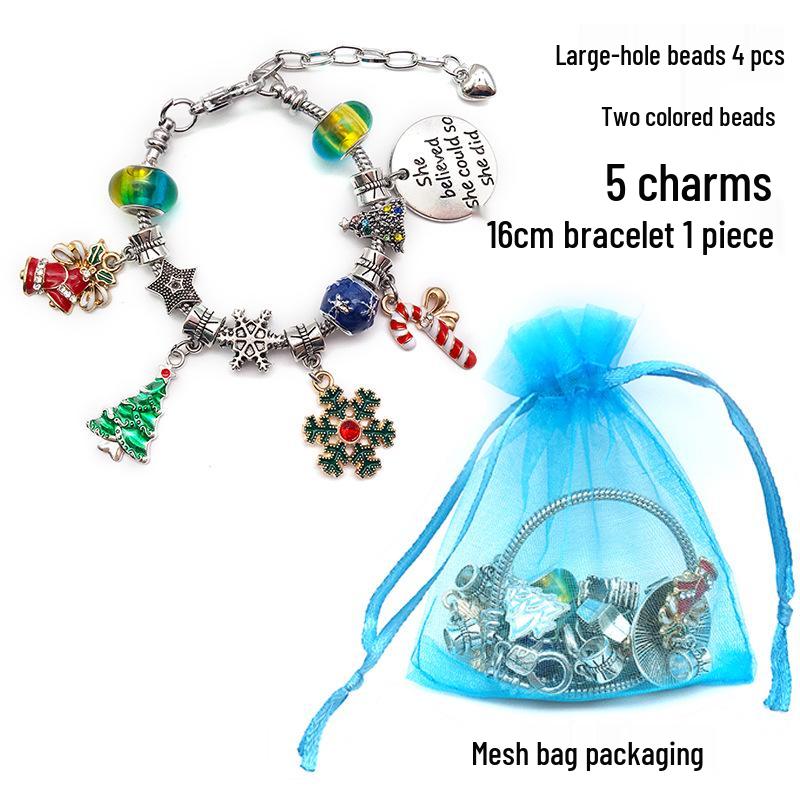 Pandora Crystal Beaded Bracelet - Large Hole Christmas Jewelry DIY Gift