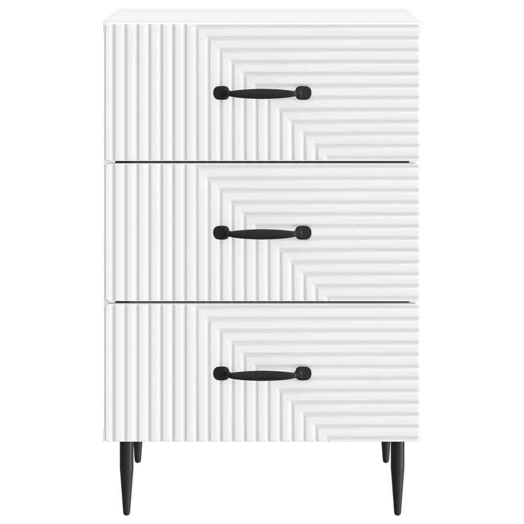 White Nightstand with Drawers 43 x 41 x 66.5 cm Engineered Wood