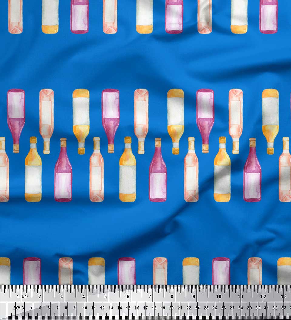 

Soimoi Black Poly Crepe Fabric Bottle Bar Print Sewing Fabric metre 42 Inch 42 Inch Wide - Cotton Voile синій
