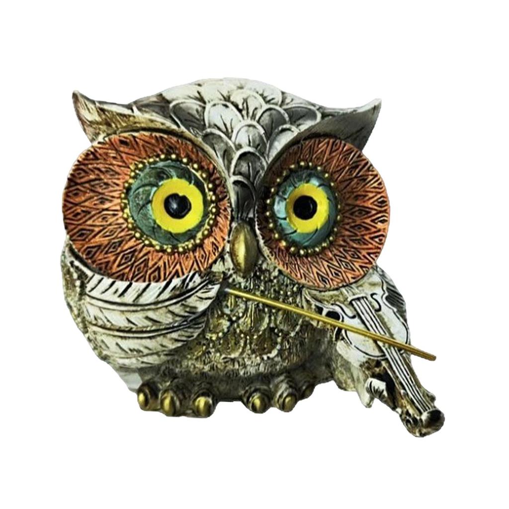Owl Statue Desktop Ornament Collectible Creative Flower Pot Decor Animal Sculpture for Cabinet Bookshelf Desk Home Decoration