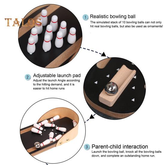 1 Set Desktop Mini Bowling Game Stress Anxiety Relief Portable Travel Wooden Small Bowling Ball Home Office Desk Toy Kids Teens Adults Gift
