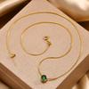 Birthstone Necklace Sliding Cubic Zirconia Pendant For Women,18k Gold Plated Stainless Steel Adjustable Jewelry