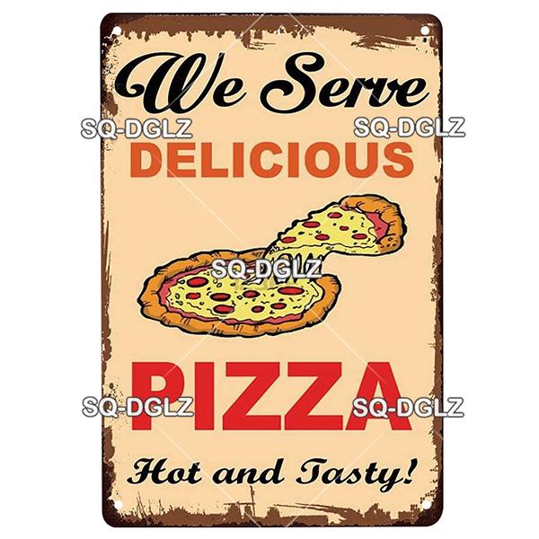 Vintage Metal Tin Sign Pizza Party Wall Decor Retro Kitchen Cafe Bar Home Plaque