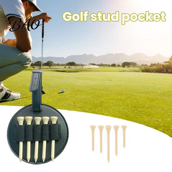 Golfbag Hängeverschluss Teehalter Clip-on Organizer, PU-Leder Balltasche mit dehnbarem Riemen, Leichter Zugriff Tragbar Vintage-Stil, 5 Schlitze