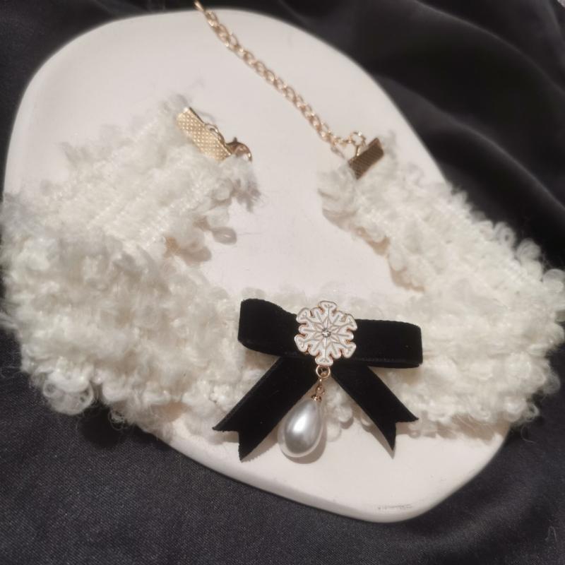 Bohemian Snowflake Pearl Necklace Bowknot Pendant Clavicle Chain Christmas Bows Collarbone Chain for Women Girls
