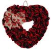 Valentine's Day Fabric Heart Wreath - Oatmeal Red Wedding Decoration