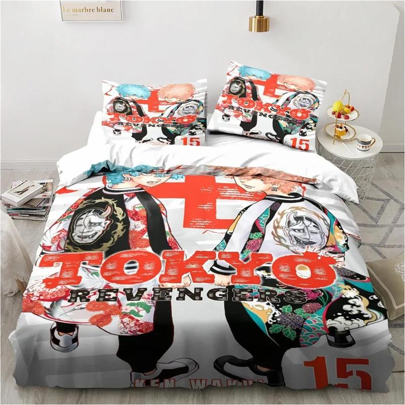 Anime Tokyo Revengers Ryuguuji Ken Sano Manjiro Bettbezug Cartoon Bettwäschesets Bettset Steppdecke Bettdeckenbezüge Heimtextilien