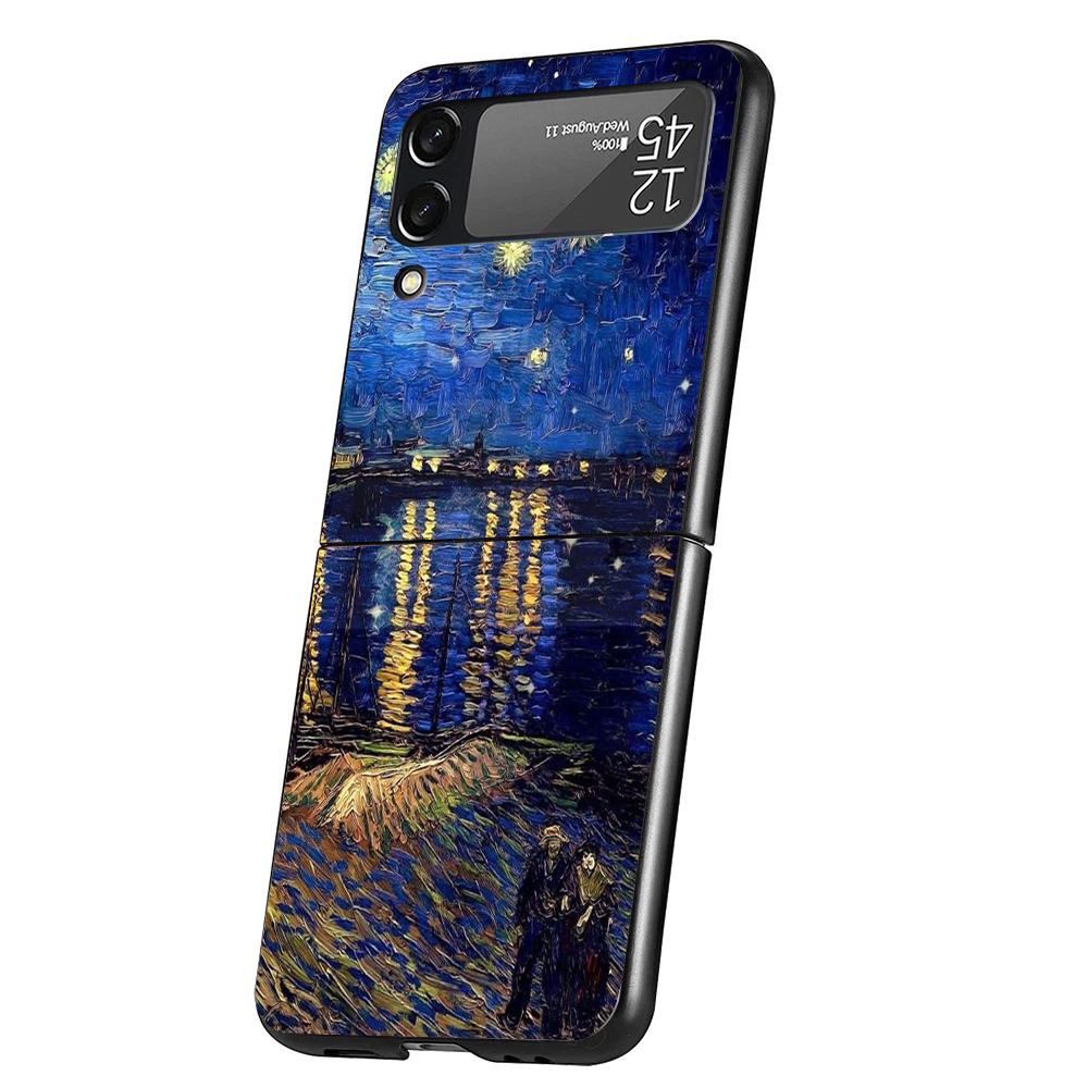 Van Gogh Oil Art Painting Cover Phone Case For Samsung Galaxy Z Flip 7 6 5 4 3 5G Flip7 Flip6 Flip5 Flip4 Flip3 Black Fundas She