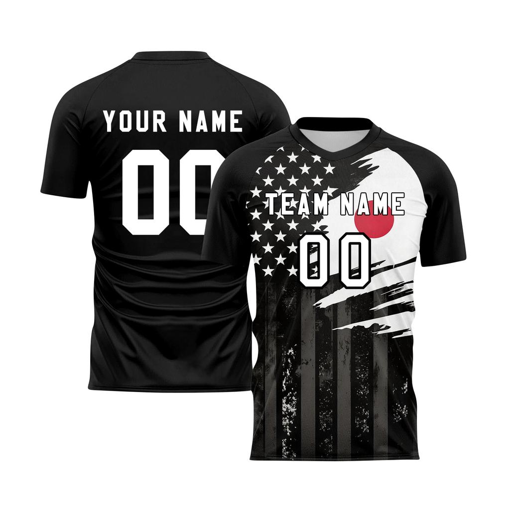 DIY Short Sleeve Sports Jersey Top with Printed Flag Pattern for Men and Women Athletic Crew Neck T Shirt for Custom Teamwear
