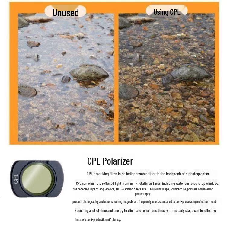 DJI Pocket 3 Filter Set: Wide-Angle, UV, Black Soft, ND Dimming, Light Transmission, and Brightness Adjustable Filters.