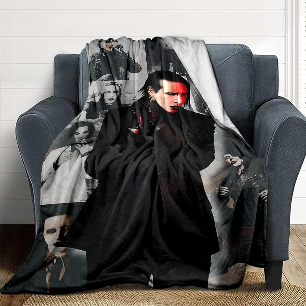 Marilyn Manson Performance Blanket Soft Throw Blanket For Home Bedroom Bed Sofa Travel Office Solid Christmas Blanket